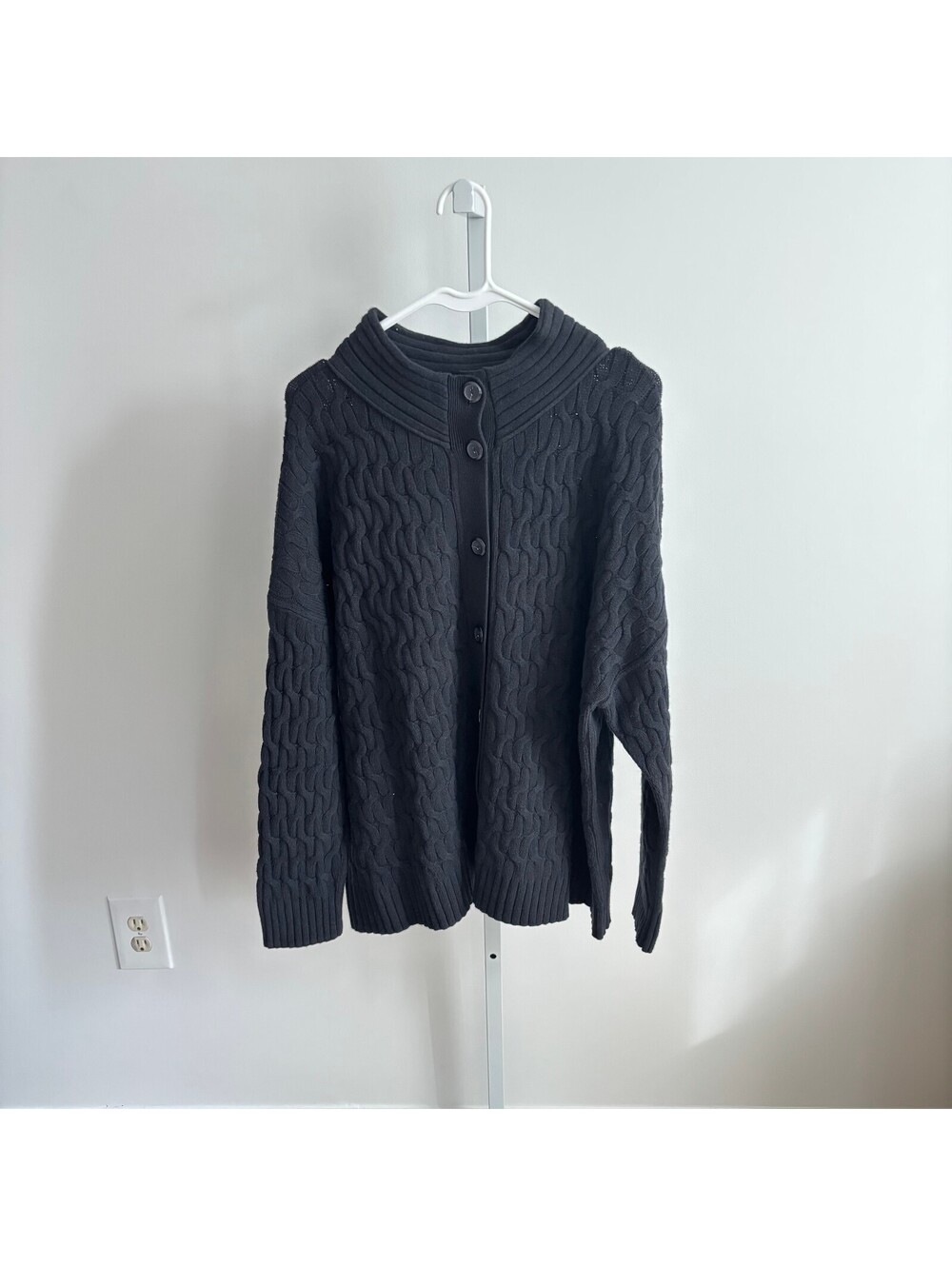 J. Jill NWOT Women's Black Cable Knit Cardigan Sweater Size XL
